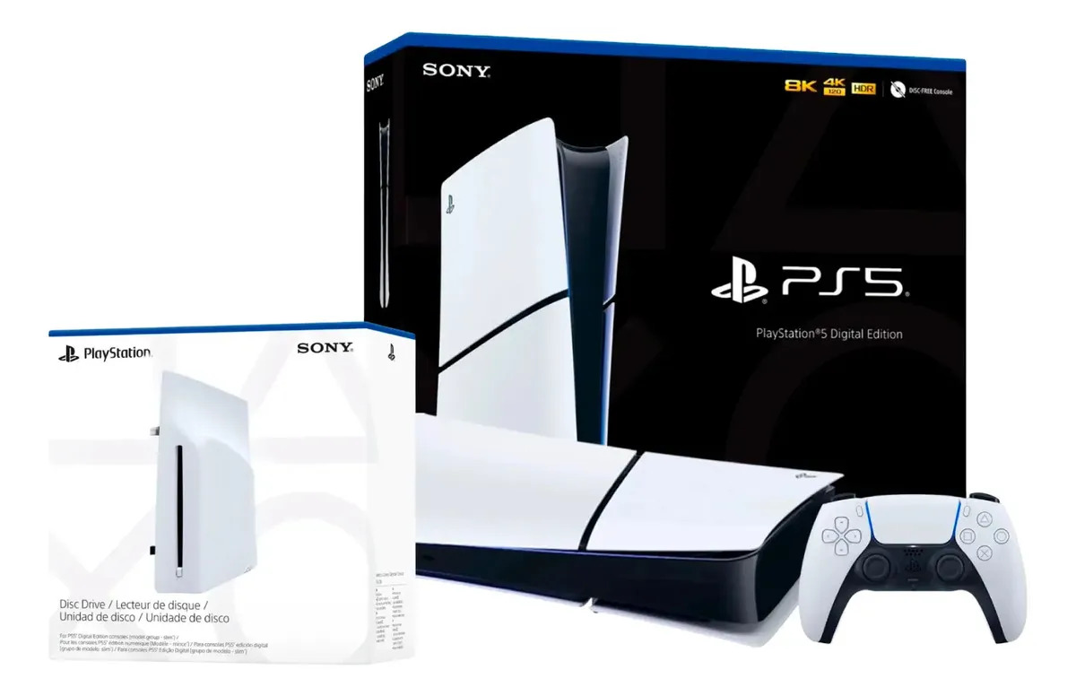 Consola Playstation 5 Slim Edición Digital + Unidad Disco Blanco