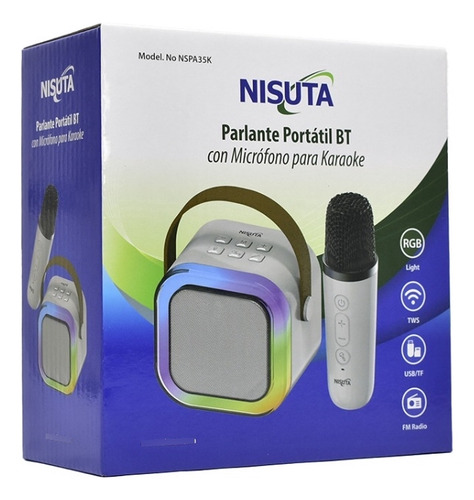Parlante Portátil Bt Con Micrófono Para Karaoke, Rgb Nspa35k