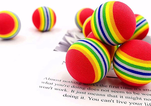 Pet Show 10pcs 1.38 Red Rainbow Cat Toy Balls Soft Eva Foam
