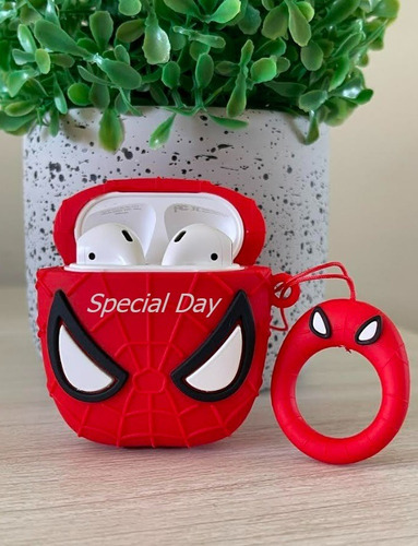 Funda Para Airpods 1/2 Generación | Case Protector Duradero Rojo/negro Airpods 1/2 Spiderman