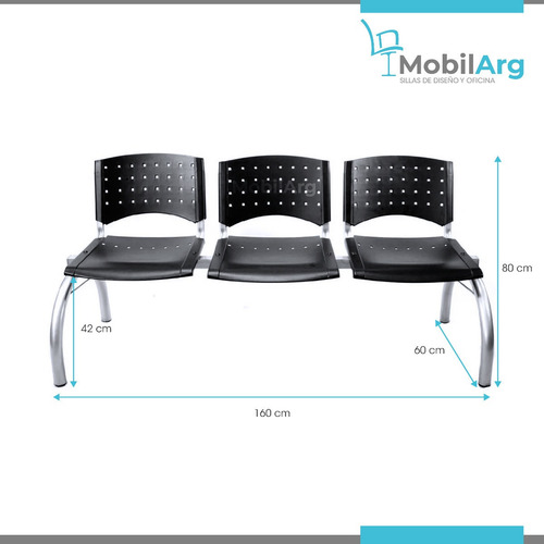 Imagen 4 de 7 de Silla Tandem X3 Asientos Reforzadas Patas Cromadas Para Sala De Espera Consultorios Excelente Calidad - Fabrica