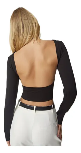 Camiseta manga larga espalda descubierta hotsell