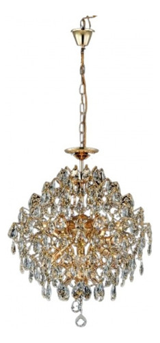 Lustre Pendente Clássico Sindora Dcd00414 55cm Cristal E14x8 Cor Dourado Bivolt