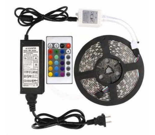 Cinta Led 5050 Rgb Multicolor Con Adaptador Y Control