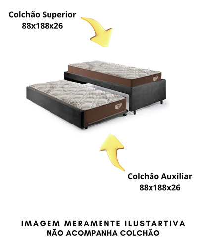 Bicama Box Viúva 120x203 Suede Preto Cama inHouse