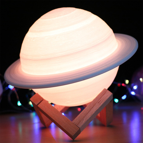 Lámpara Saturn Creative Impresa En 3d Pat Tricolor, 15 Cm