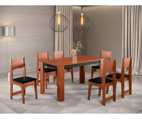Silla Comedor Madera Rustico Tapizado Cuero Living Hogar