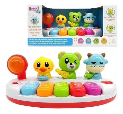 Juguete Piano Interactivo Para Bebe Con Luz Sonido Animales