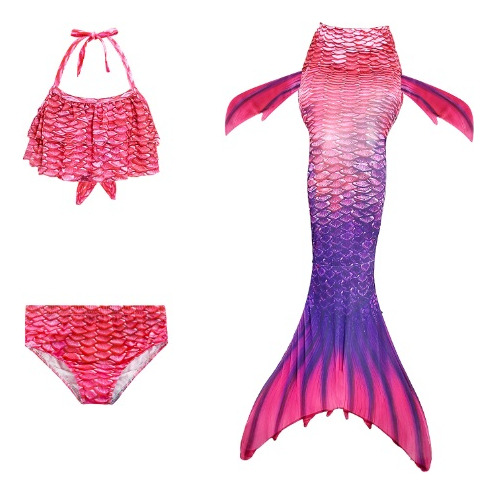 Conjunto De Cola De Sirena Con Bikini Monoaleta For Niños