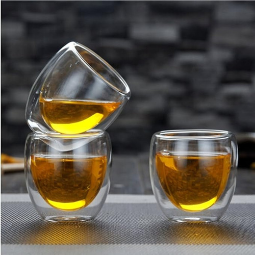 Set 4 Tazas Mug Sin Asa Doble Pared 150ml Frio Caliente
