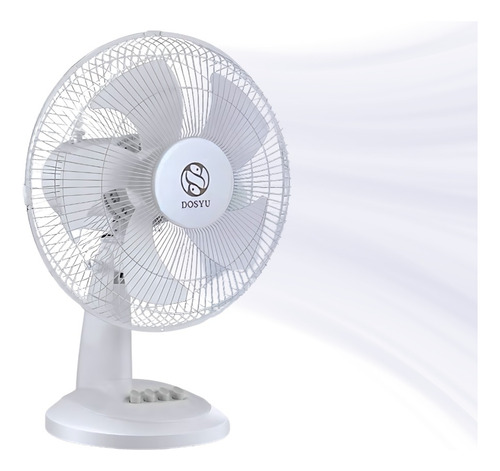 Ventilador De Mesa 16 Pulgadas Ajustable Oscilatorio 5 Aspas 36 Cm 50 Blanco Blanco Plástico 5