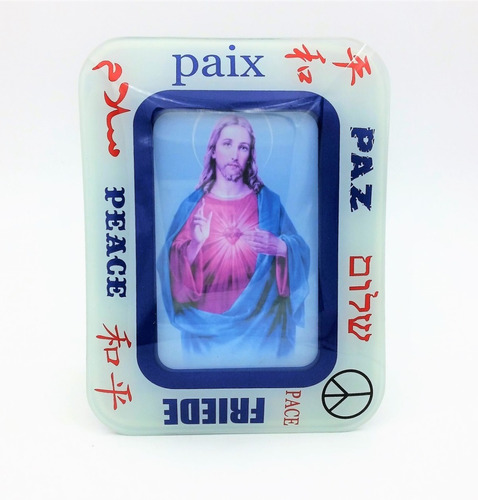 Portafoto Cuadro Religioso Vidrio Curvo 10x15 Jesus -papa   