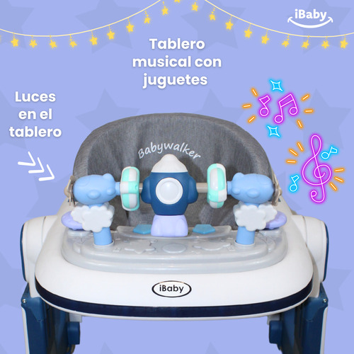 Andadera Caminadora Ibaby Nave Espacial 2en 1 Luces Y Sonido Azul