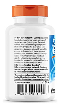 Suplemento Doctor's Best Proteolítico Enzimas 90 Cápsulas Ve