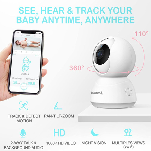 Sense-u Monitor De Video Para Bebé Con Cámara De Zoom