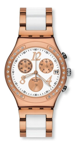 Reloj Swatch Mujer Rose Dreawhite Irony Ycg406g Malla Acero