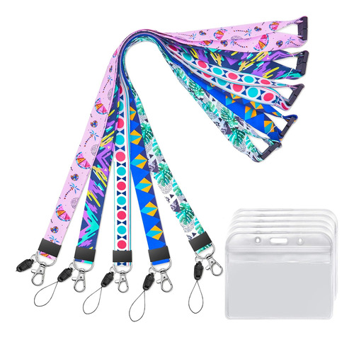 5 Pack Lanyard With Id Badge Holder For Kids Keys Break...