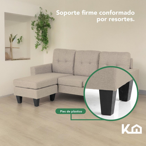 Sofá Sala Esquinera Izquierda Sillón Reversible Madera