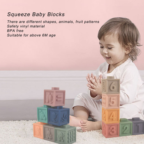 Bloques Para La Dentición, 12 Piezas, Squeeze Baby, Textura