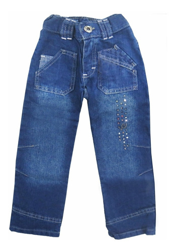 Pantalón De Jean Con Tachitas Bolsillos Cuadrados