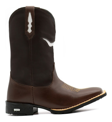 Imagem 2 de 4 de Bota Texana Masculina Boi Vazado Café Com Brinde Fivela