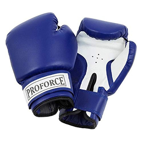 Guantes De Boxeo Proforce Leatherette, Azul &amp; Blanco 20