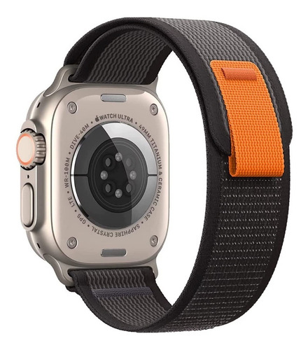 Correa Para Iwatch 42/44/45/49mm Smarttech Nylon Trail Negro Con Gris