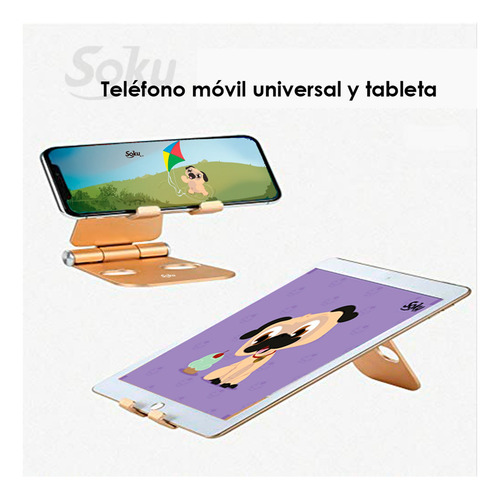 Soporte Metal Celular Tablet Pad De 4'' A 13'' Lujo Abatible Color Negro