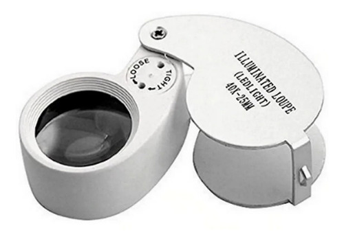 Mini Lupa 40x Chaveiro Com Estojo Luz Bateria Joalheiro