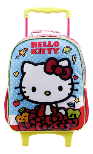 Mochila Escolar Com Rodinhas 16 Poleg Hello Kitty Cor Rosa Desenho Do Tecido Liso