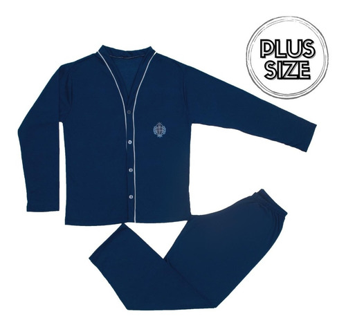 Imagem 5 de 8 de Kit 2 Pijamas Plus Size Manga Longa Liso Aberto Adulto Homem
