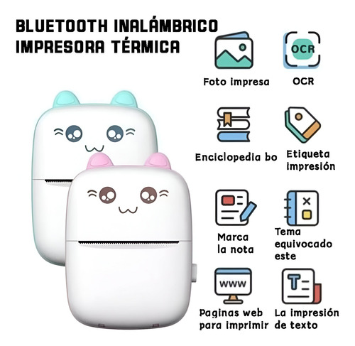 Mini Impresora Portatil Térmica Bluetooth Para Android / Ios Rosa Claro