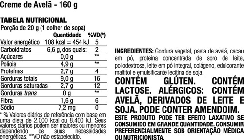 Imagem 8 de 8 de Creme De Avelã Zero Açúcar Diet Luckau 160g