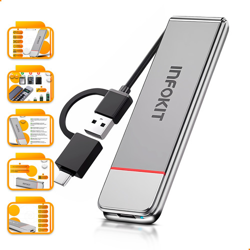 Case Portátil Ssd M2 Nvme Pcie Gaveta Alumínio Usb-c Usb 3.0