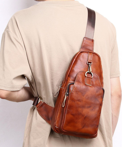 Myunxui Mochila Bandolera De Cuero Genuino Vintage Para Y El