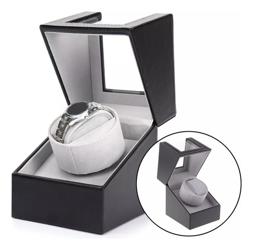 S+ 1 Caja De Enrollador De Reloj Mecánico Negro.