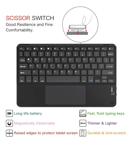 Funda Teclado Para S7 S8 Galaxy Tab 11 Touchpad Inalambrica Negro