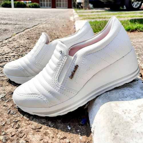 Imagem 4 de 9 de Tênis Anabela Kolosh Matelassê Sportstyle Branco C1411(c/nf)