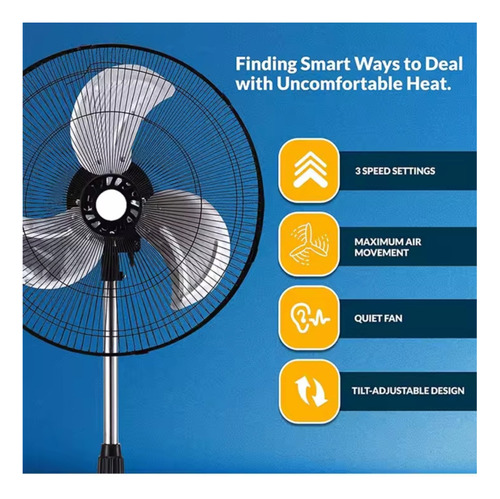 Ventilador Pedestal Piso Pared 3en1 Con 3 Aspas Giratorio