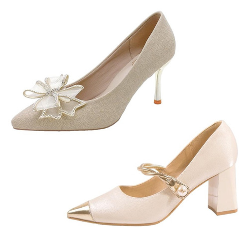 Conjunto Con Tacones Finos Combinados Con Tacones Gruesos Y