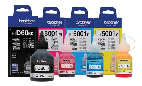 Combo Tintas Brother Btd60 Negro Bt5001 Color T310 T510 T710