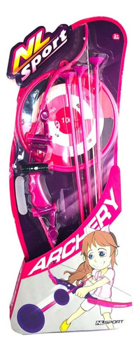 Arco Para Niños De Juguete Con Flechas Y Mira Laser Color Rosa