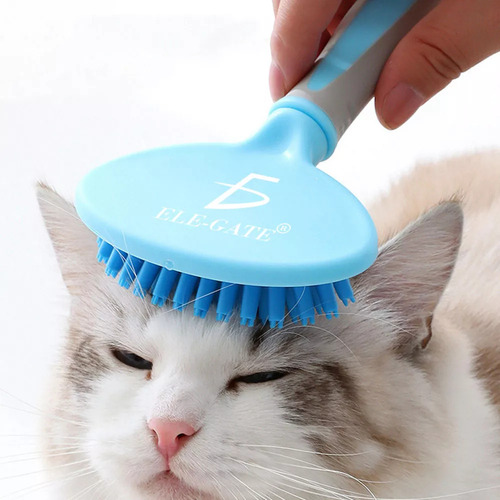 Peine De Masaje Autolimpiante Para Mascotas Cepillado Color Verde