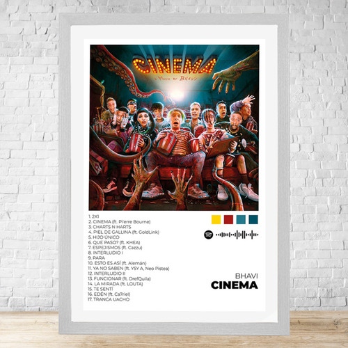 Cuadro Cinema 30x40 Vidrio Marco Madera Desmontable C564 Blanco Moderno