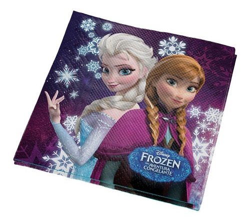 16 Unidades - Guardanapo De Papel - Festa Frozen Anna E Elsa