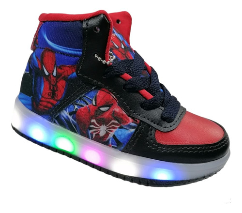 Bota Tenis Zapatos Personajes Spiderman Luces Para Niño 