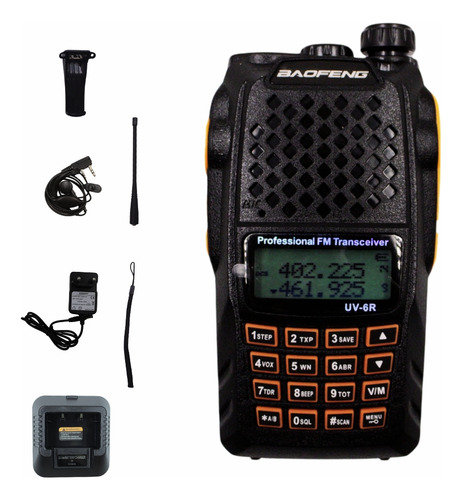 Kit 4 Baofeng Uv-6r Radio Ht Walk Talk Dual Band Uhf Vhf Bandas De Freqüência 136-174/400-520 Mhz Cor Preto