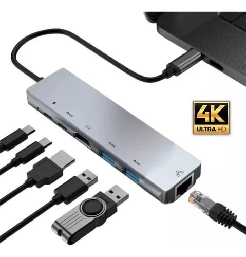 Hub Usb Tipo C 3.0 Cabo Ipad Dock Macbook Hd