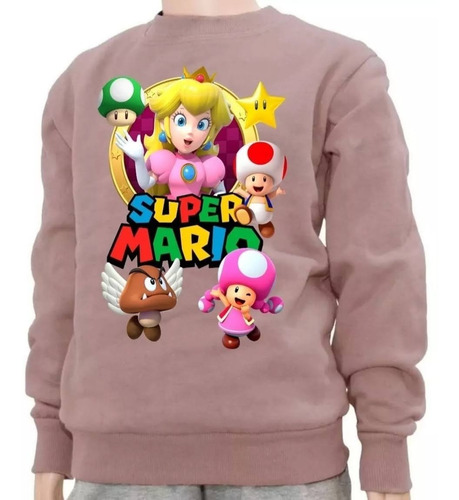 Buzo Felpa Super Mario Bross Princesa Peach Niñas 