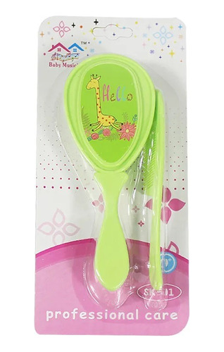 Set De Peine Cepillo Pelo Bebes Verde Unisex Baby Shower